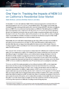 One Year In: Tracking the Impacts of NEM 3.0 on California’s Residential Solar Market